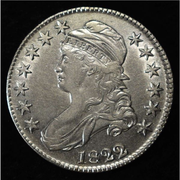 1822/1 CAPPED BUST HALF DOLLAR NICE AU VERY SCARCE