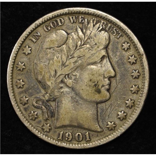1901 BARBER HALF DOLLAR VF