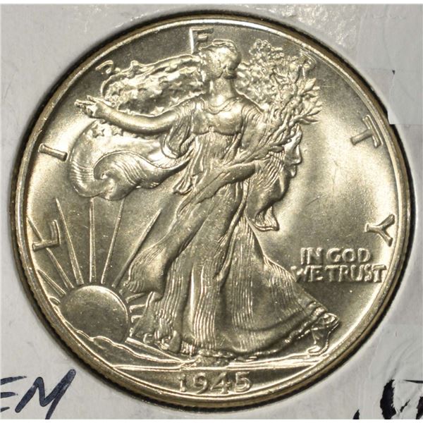1945 WALKING LIBERTY HALF DOLLAR GEM BU