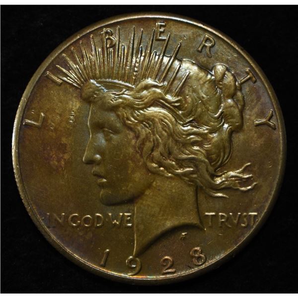 1928 PEACE DOLLAR VERY CH UNC GREAT COLOR