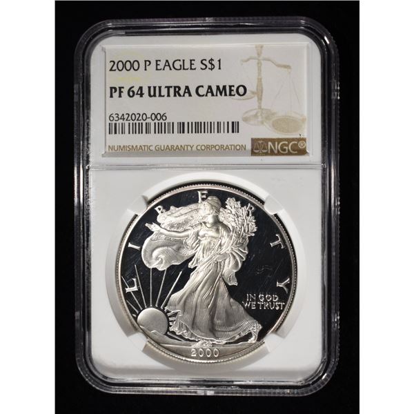2000-P AMERICAN SILVER EAGLE NGC PF64 ULTRA CAMEO