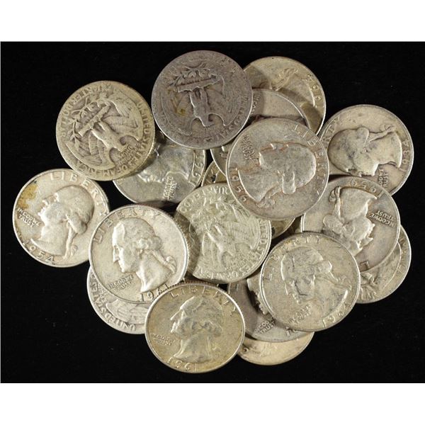 (20) 90% SILVER WASHINGTON QUARTERS