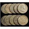 Image 1 : (10) 90% SILVER FRANKLIN HALF DOLLARS