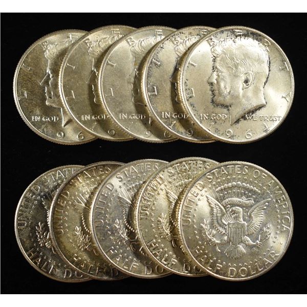 (10) 90% SILVER KENNEDY HALF DOLLARS