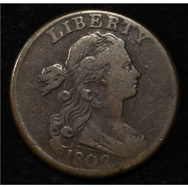 1802 DRAPED BUST LARGE CENT VF NO STEMS