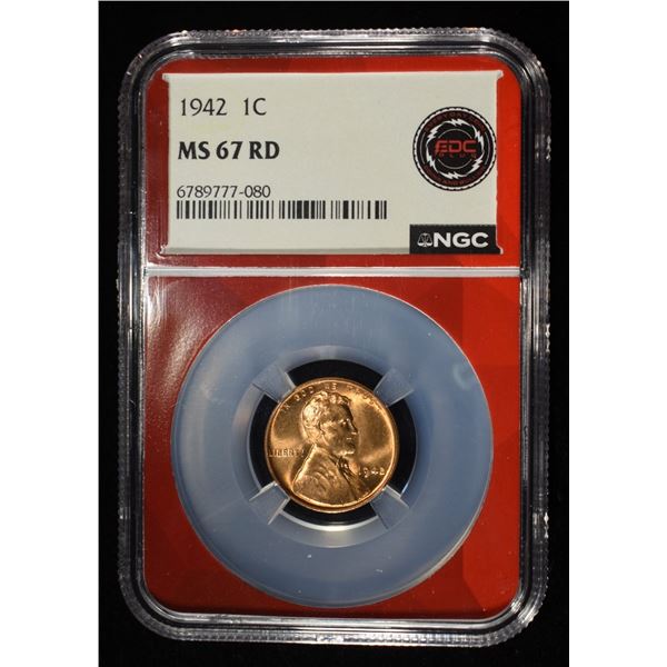 1942 LINCOLN CENT PCGS MS-67 RD