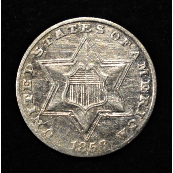 1858 3-CENT SILVER XF