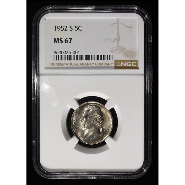 1952-S JEFFERSON NICKEL NGC MS 67