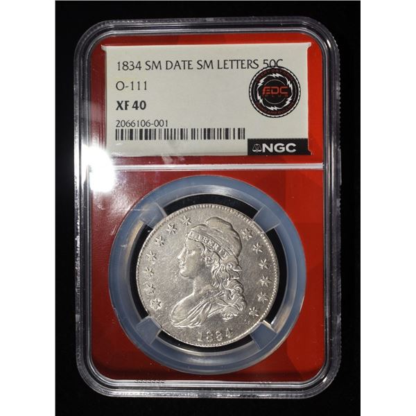 1834 BUST HALF DOLLAR NGC XF-40 O-111