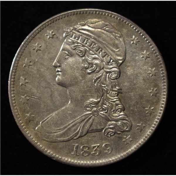 1839 CAPPED BUST HALF DOLLAR REED EDGE NICE UNC