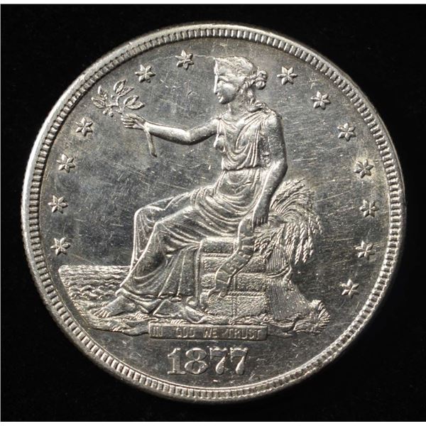 1877-S TRADE DOLLAR BU SOME LIGHT OLD CLEANING