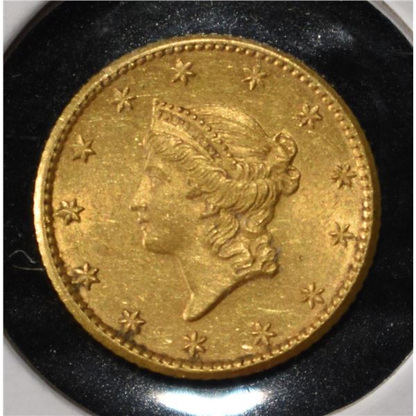 1849 NO 'L' $1 GOLD TYPE1 NICE AU/UNC