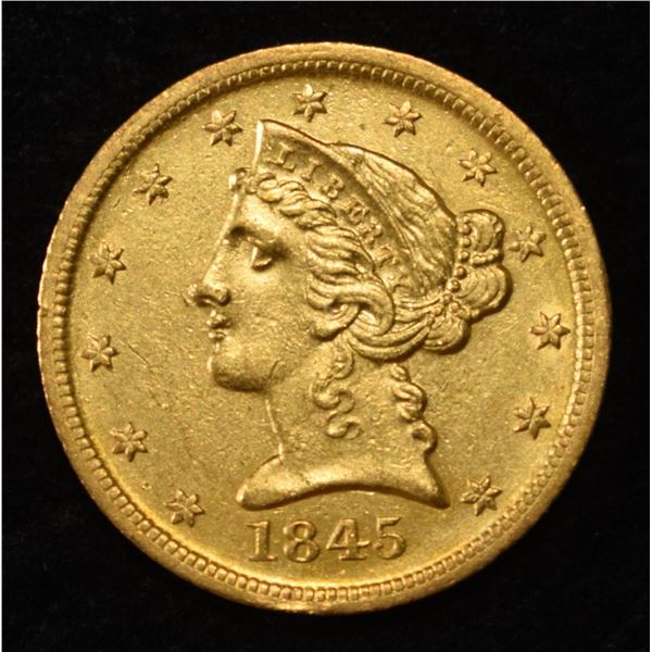 1845-D $5 LIBERTY GOLD CH BU