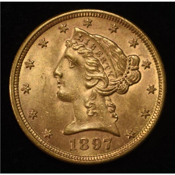 1897 $5 LIBERTY GOLD GEM BU