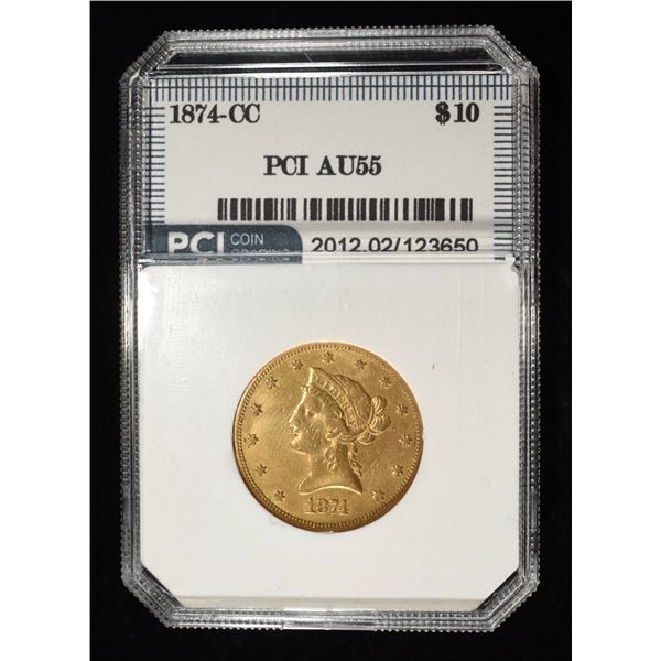1874-CC $10 LIBERTY GOLD PCI AU/BU