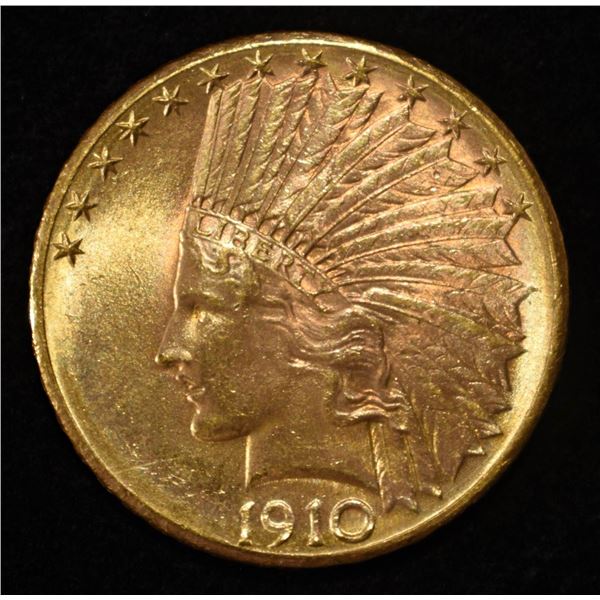1910-D $10 INDIAN GOLD CH TO GEM UNC