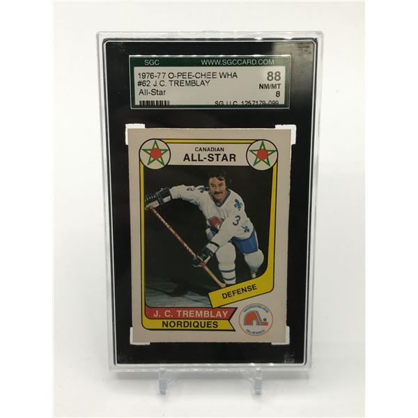 1976-77 OPC #62 J.C TREMBLAY ALL STAR TRADING CARD - SGC GRADE 88
