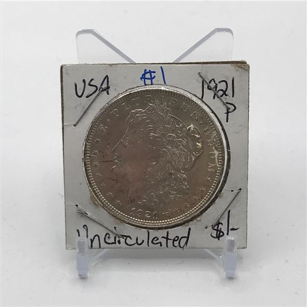 UNCIRCULATED SILVER DOLLAR - MINTED 1921 IN PHILADELPHIA