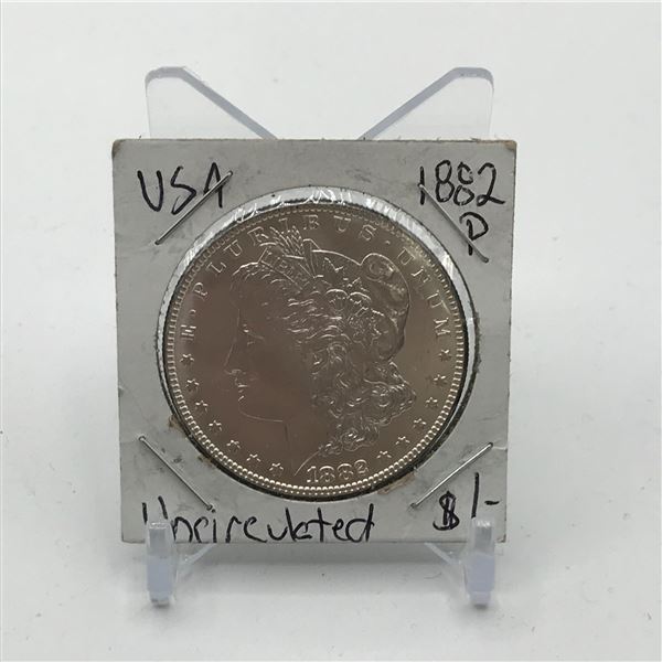 UNCIRCULATED SILVER DOLLAR - MINTED 1882 IN PHILADELPHIA
