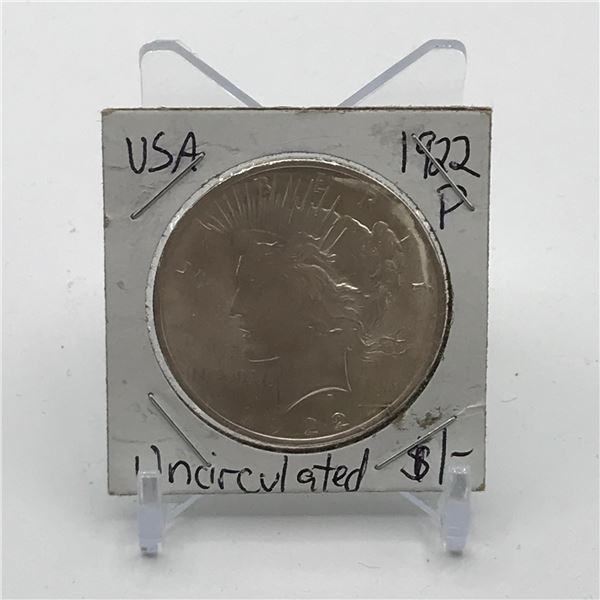 UNCIRCULATED SILVER DOLLAR - MINTED 1922 IN PHILADELPHIA