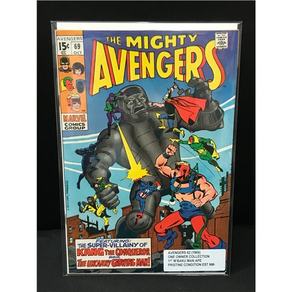 THE MIGHTY AVENGERS #62 (1969) 1ST M'BAKU MAN APE ONE OWNER COLLECTION - MARVEL COMICS