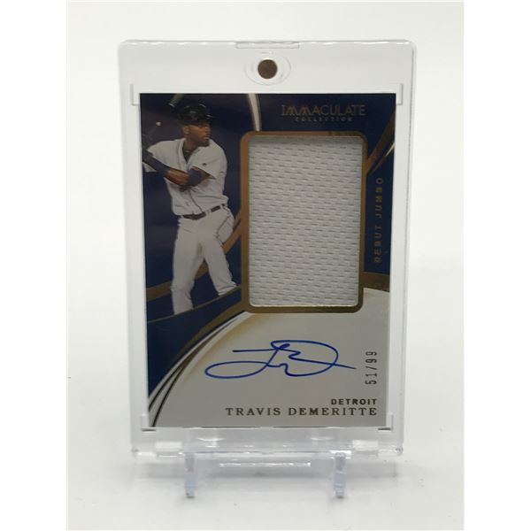 2020 PANINI IMMACULATE BASEBALL TRAVIS DEMERITTE SIGNED PATCH TRADING CARD 51/99