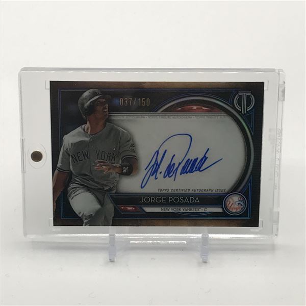 2020 TOPPS TRIBUTE BASEBALL JORGE POSADA SIGNED TRADING CARD 037/150
