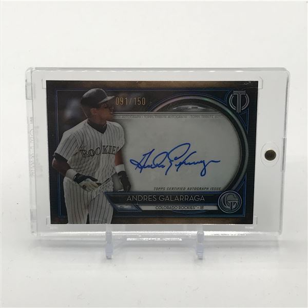 2020 TOPPS TRIBUTE BASEBALL ANDRES GALARRAGA SIGNED TRADING CARD 091/150
