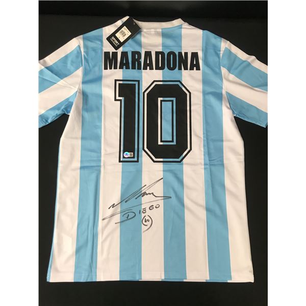 DIEGO MARADONNA SIGNED ARGENTINA SOCCER JERSEY - BECKETT COA