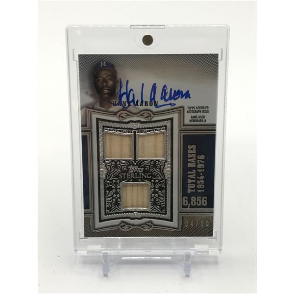 2020 TOPPS CERTIFIED AUTOGRAPH ISSUE HANK AARON SIGNED TRIPLE PATCH TRADING CARD 04/10