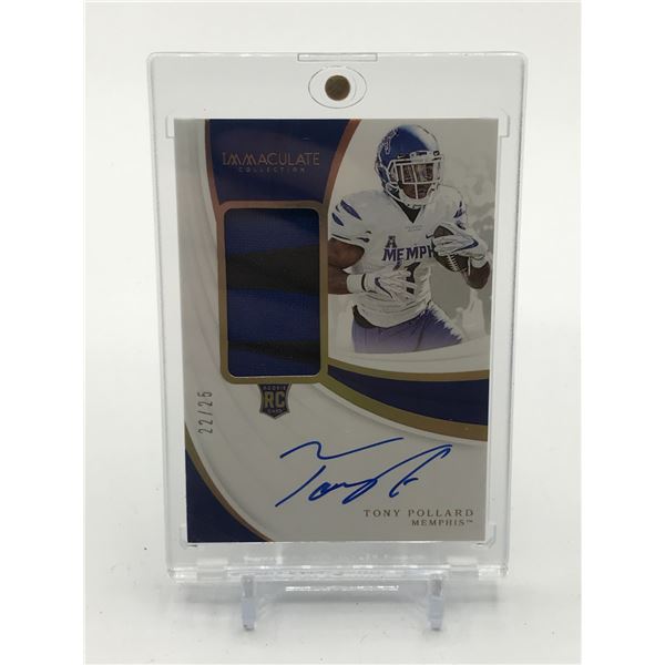 2019 PANINI IMMACULATE COLLECTION COLLEGIATE TONY POLLARD SIGNED PATCH ROOKIE TRADING CARD 22/25