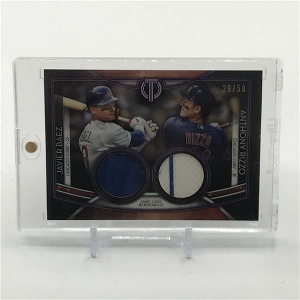 2020 TOPPS TRIBUTE BASEBALL JAVIER BAEZ & ANTHONY RIZZO DUAL PATCH TRADING CARD 29/50