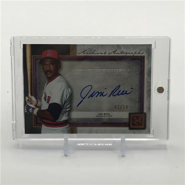 2020 TOPPS MUSEUM COLLECTION BASEBALL JIM RICE SIGNED TRADING CARD 41/50