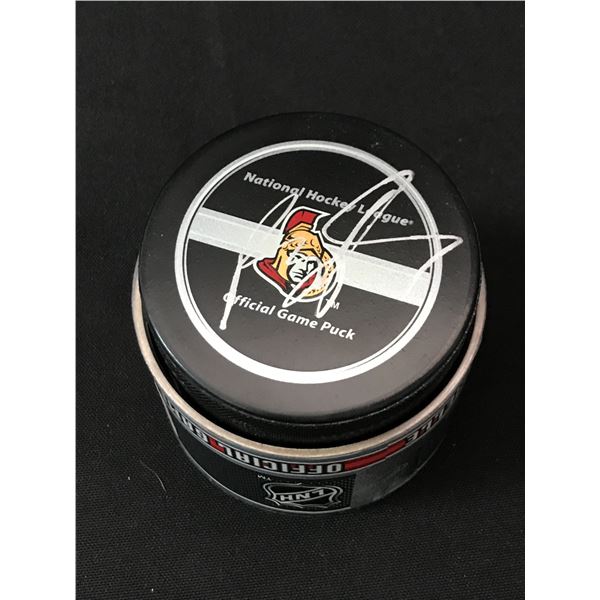 BRADY TKACHUK SIGNED OTTAWA SENATORS PUCK (ELITE COA)