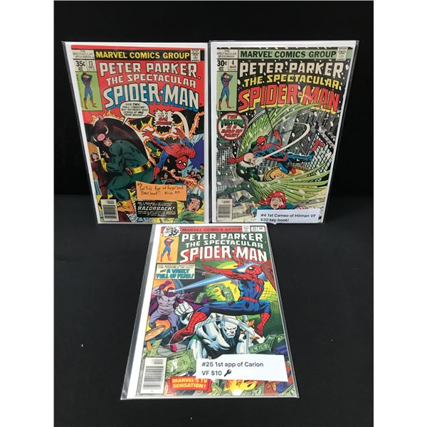 LOT OF 3 PETER PARKER THE SPECTACULAR SPIDERMAN COMICS - MARVEL COMICS