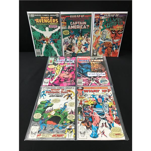 LOT OF 7 MIXED TITLE COMICS INCLUDING 6 WHAT IF - MARVEL COMICS