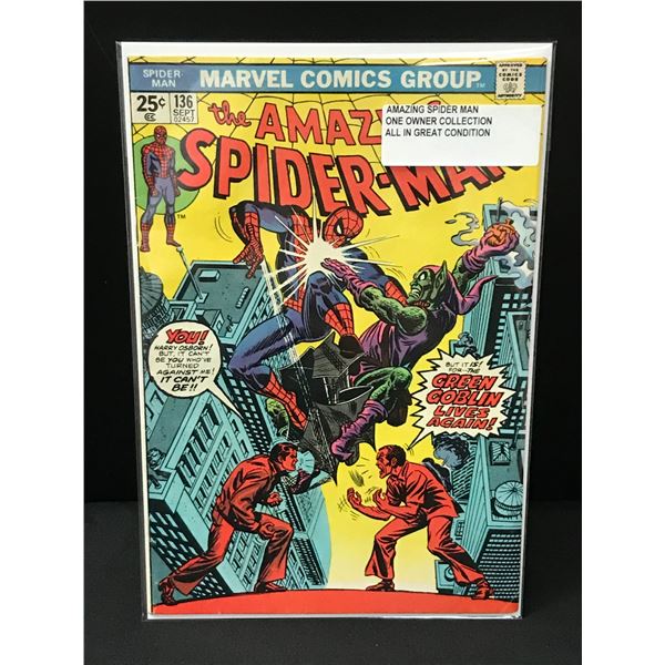 THE AMAZING SPIDERMAN #136 ONE OWNER COLLECTION - MARVEL COMICS