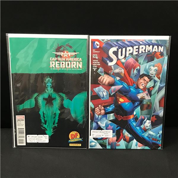 LOT OF 2 VARIANT EDITION COMICS - CAPTAIN AMERICA & SUPERMAN