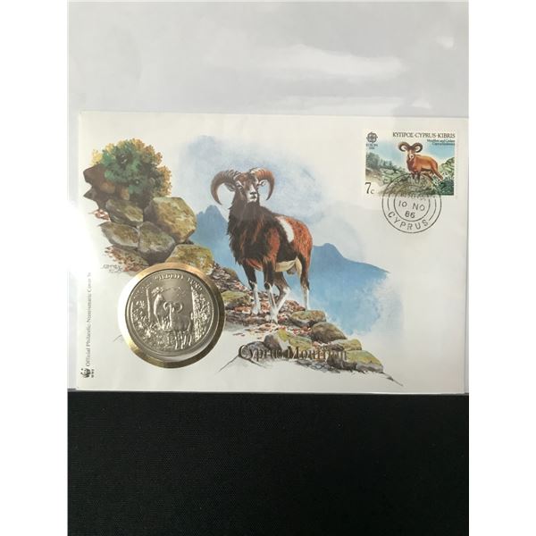 BIG HORN SHEEP FIRST DAY COVER WITH COIN