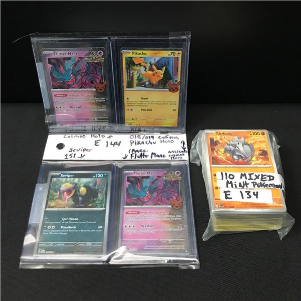LOT OF 114 POKEMON TCG TRADING CARDS INCLUDING PIKACHU HOLO 018/019