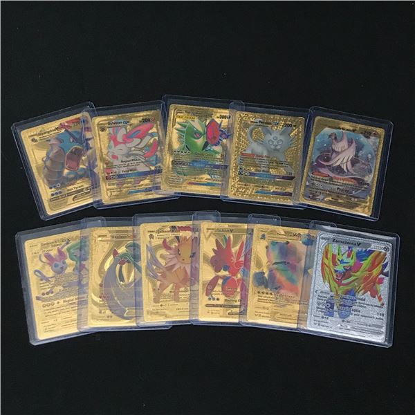 LOT OF 11 POKEMON TCG TRADING CARDS - 10 GOLD