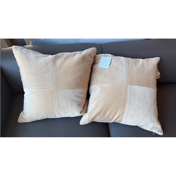 PAIR OF BETTINA EILERSEN BEIGE THROW CUSHIONS. RETAIL $310