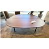 Image 1 : RIVER LARGE SQUARE 40" X 40" COFFEE TABLE RETAIL $1399. WALNUT TOP BLACK BASE.