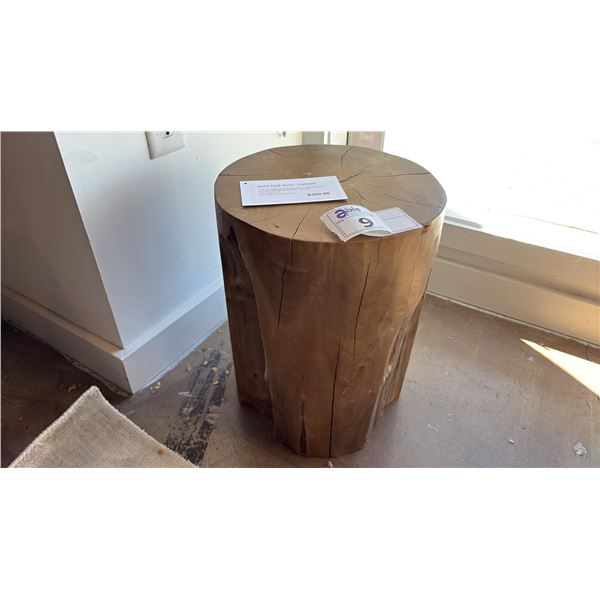 ROUND SOLID TEAK STOOL/SIDE TABLE 16"H