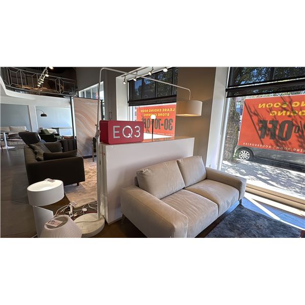 RAKU FLOOR LAMP. EXTENDS 7'. ADJUSTABLE HEIGHT. MARBLE WEIGHTED BASE. RETAIL $650