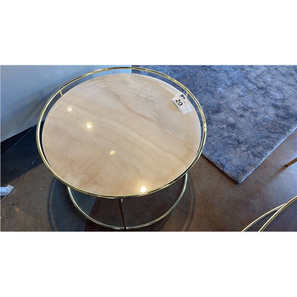 CALLIGARIS ROUND MARBLE AND BRASS 24" X 16"  TABLE.