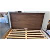 Image 4 : EQ3 WALNUT DOUBLE BED FRAME WITH WOOD SLATS. MODERN MARCEL BED THAT IS A TIMELESS DESIGN