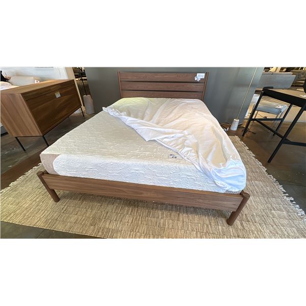 EQ3 QUEEN BED FRAME MADE IN CANADA. MODEL MONARCH WITH SLATS. WALNUT. RETAIL $1900