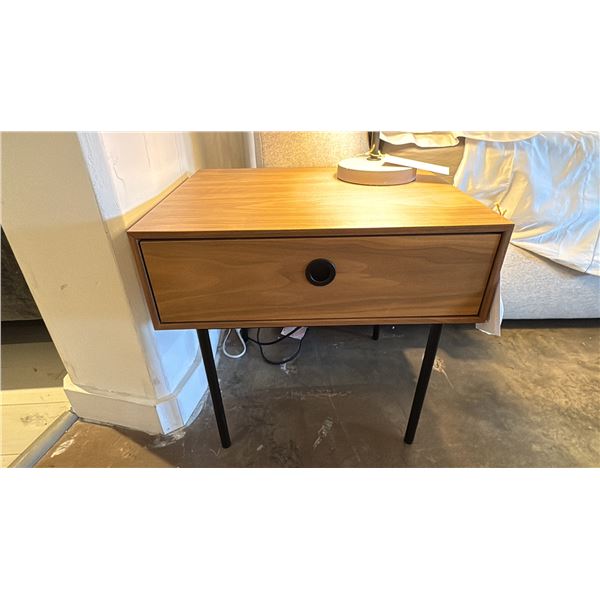EQ3 MADE IN CANADA REPLAY SIDE TABLE. WALNUT VENEER, BIRCH INTERIOR. 21"W RETAIL $600