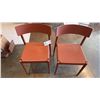 Image 1 : PAIR OF CALLIGARIS FORMED WOOD CHAIRS IN BURNT SIENNA. SCANDIA MADE IN ITALY. RETAIL $2070
